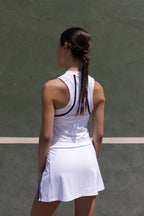 Beyond Court Rally Tank in White / Oxford Navy