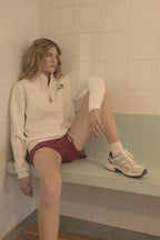 Beyond Court Courtside Quarter Zip Fleece in Ivory