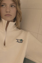 Beyond Court Courtside Quarter Zip Fleece in Ivory