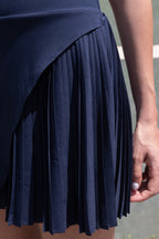 Beyond Court Varsity Pleated Skirt in Oxford Navy