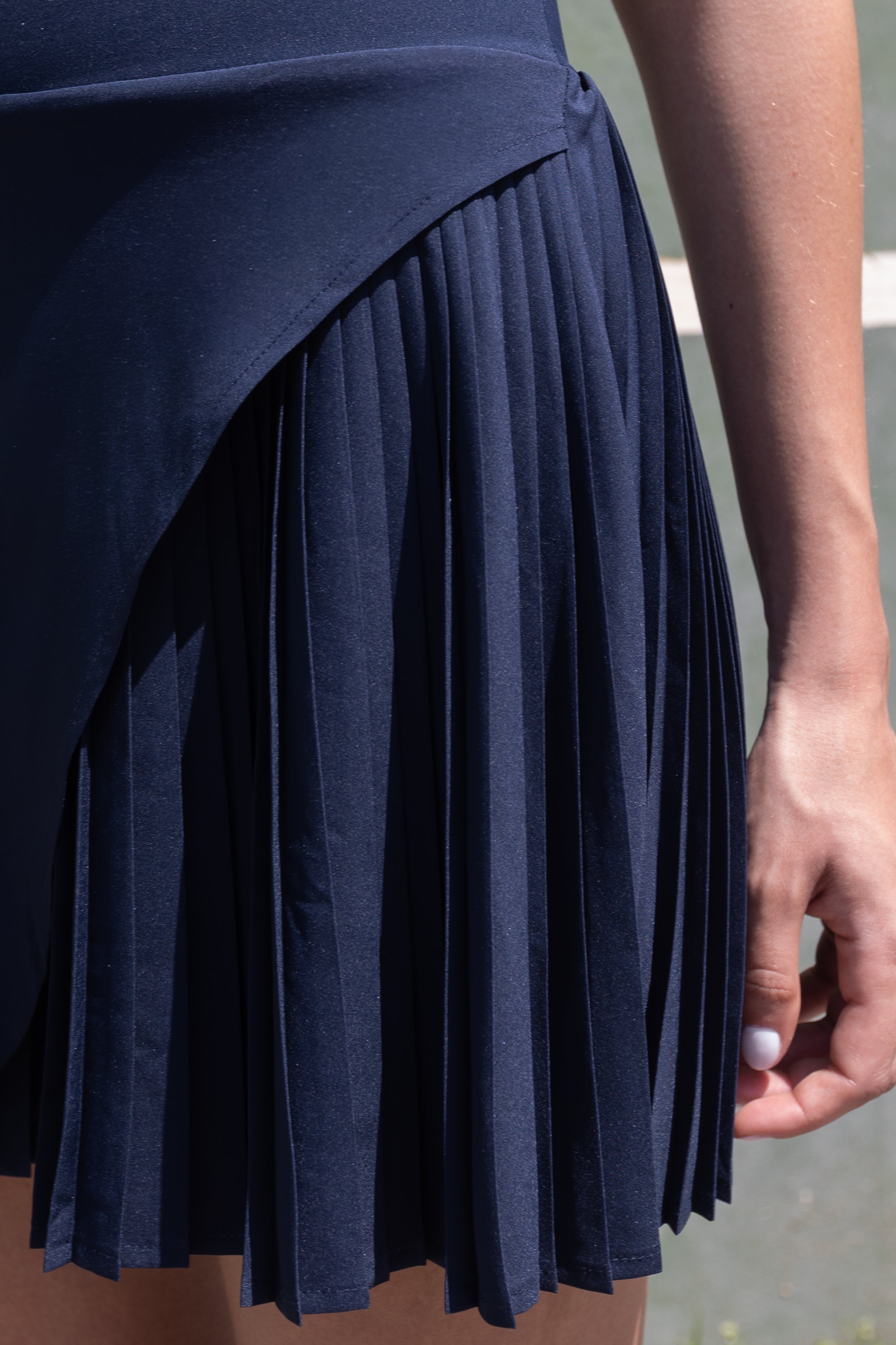 Beyond Court Varsity Pleated Skirt in Oxford Navy