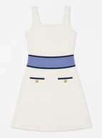 Beyond Court Sloane A-line Dress in White / Heritage Blue