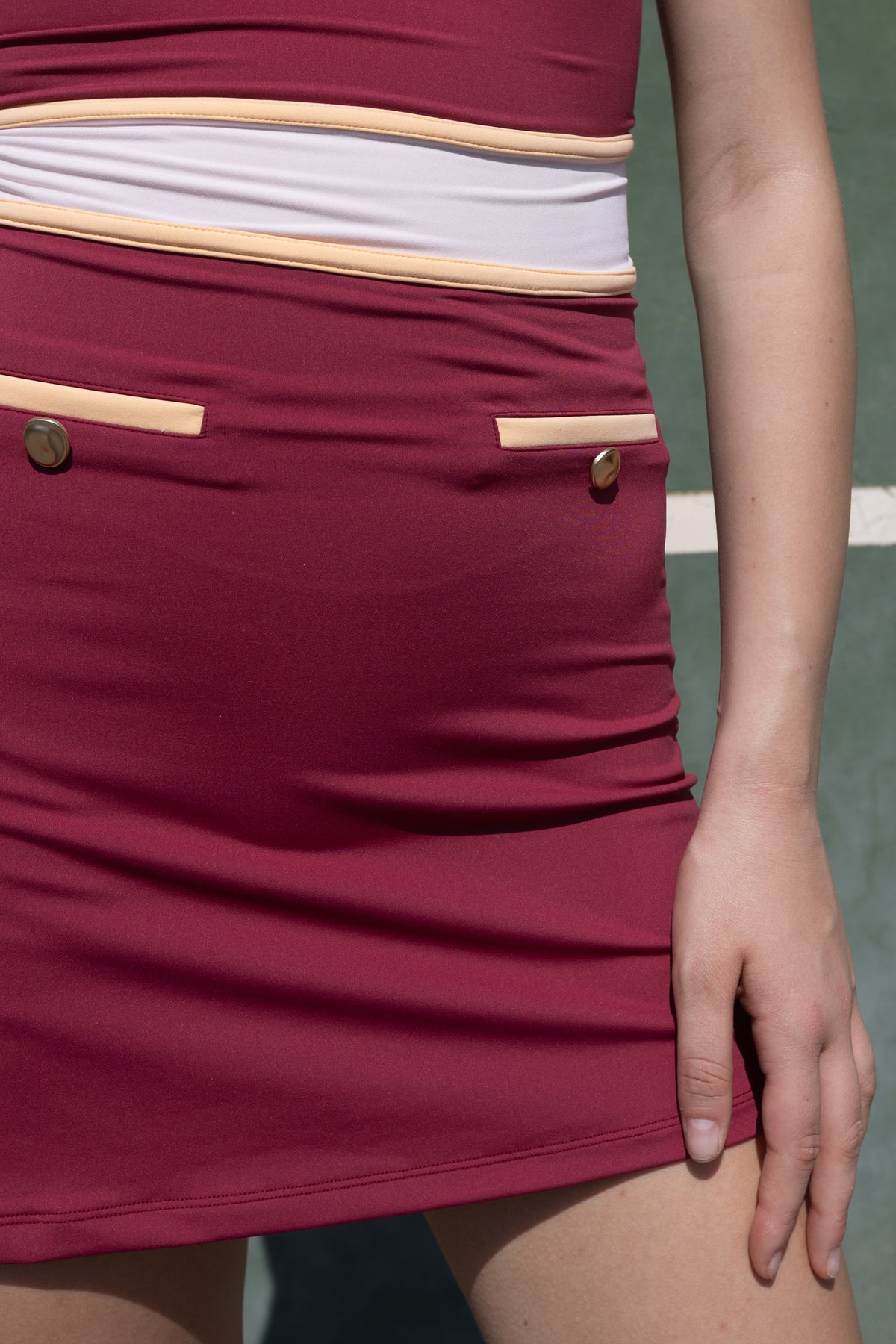 Beyond Court Sloane A-line Dress in Garnet / Powder Petal