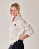 Beyond Court Courtside Quarter Zip Fleece — crop three quarter alt in Ivory