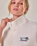 Beyond Court Courtside Quarter Zip Fleece — detail collar in Ivory