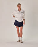 Beyond Court Courtside Quarter Zip Fleece — full front in Ivory