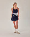 Beyond Court Sloane A-line Dress — full front in Oxford Navy