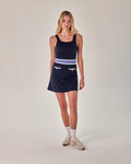 Beyond Court Sloane A-line Dress — full front in Oxford Navy