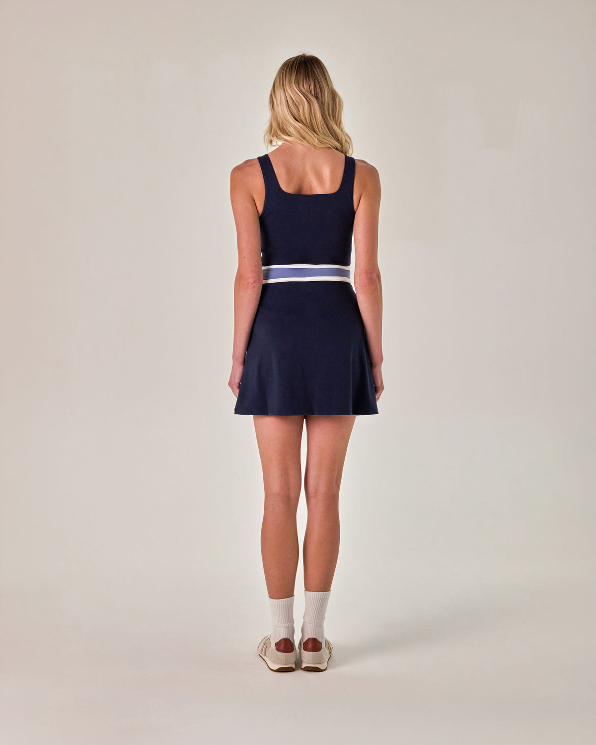 Beyond Court Sloane A-line Dress — full back in Oxford Navy