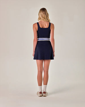 Beyond Court Sloane A-line Dress — full back in Oxford Navy