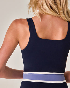 Beyond Court Sloane A-line Dress — crop back in Oxford Navy