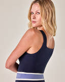 Beyond Court Sloane A-line Dress — crop three quarter back in Oxford Navy