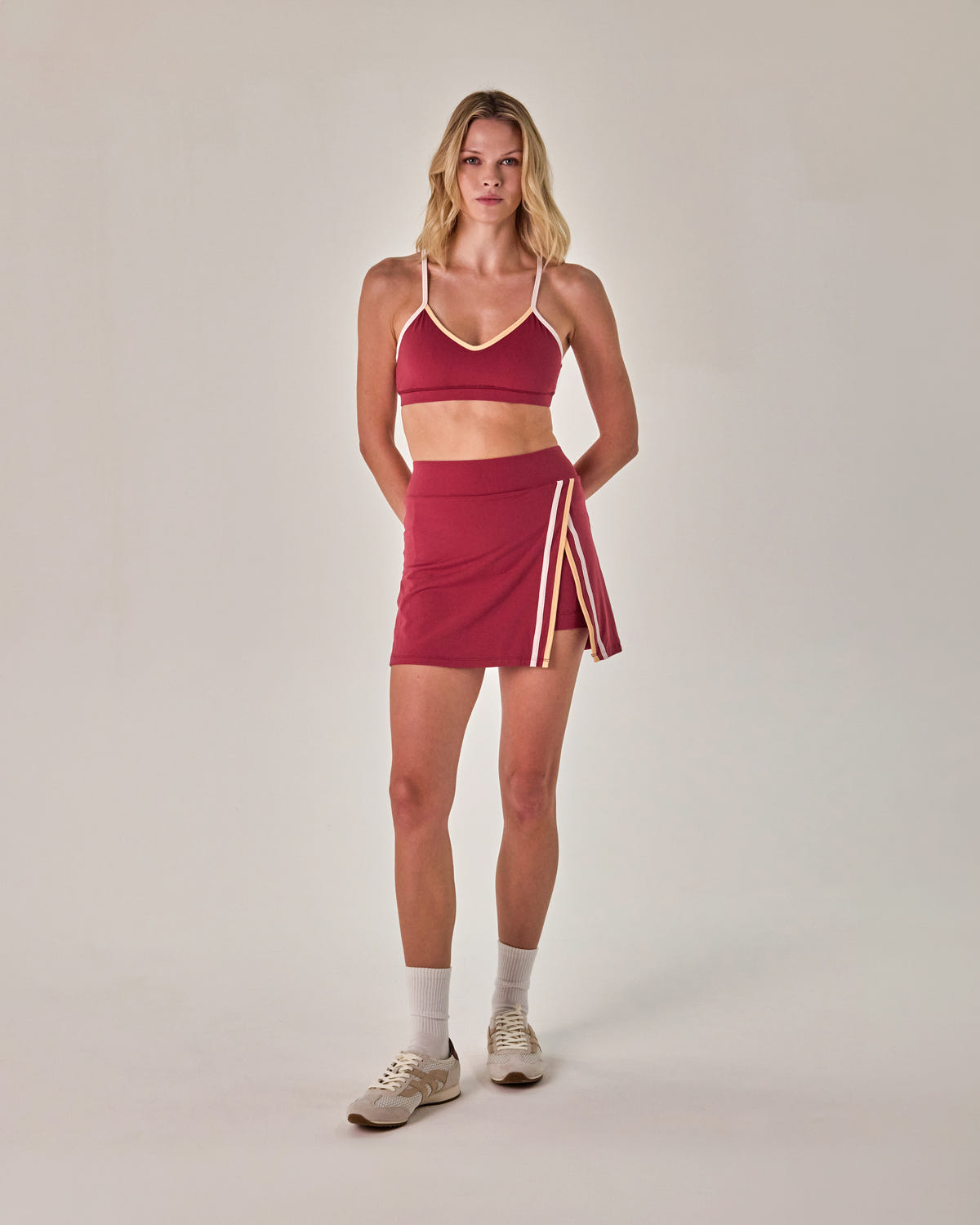 Beyond Court Elle Bra — full front in Garnet