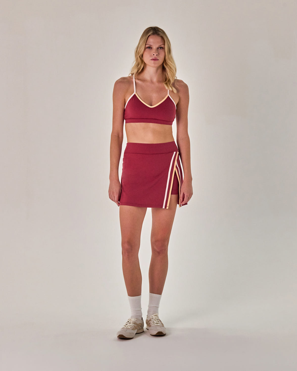 Beyond Court Momentum Skirt — full front in Garnet