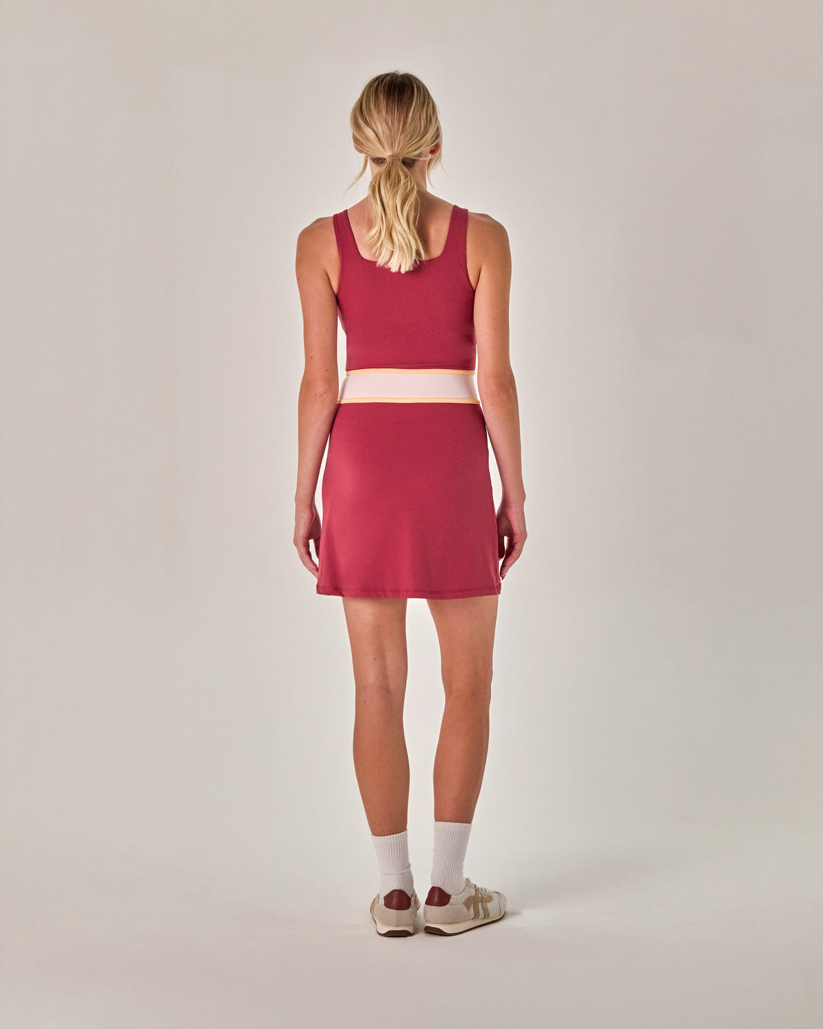 Beyond Court Sloane A-line Dress — full back in Garnet