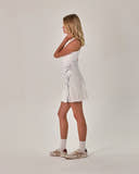 Beyond Court Calla Pleated Dress — full side in White