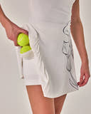 Beyond Court Calla Pleated Dress — detail pocket ball in White