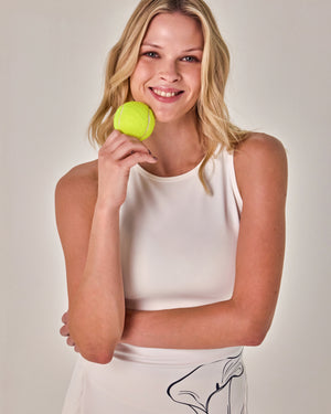 Beyond Court Calla Pleated Dress — crop front in White