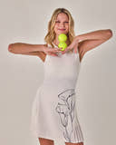 Beyond Court Calla Pleated Dress — full front alt in White